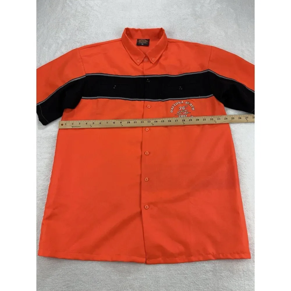 Biker's Pride Daytona Beach 76th Annual Bike Week 2017 Men XL Orange Black Shirt